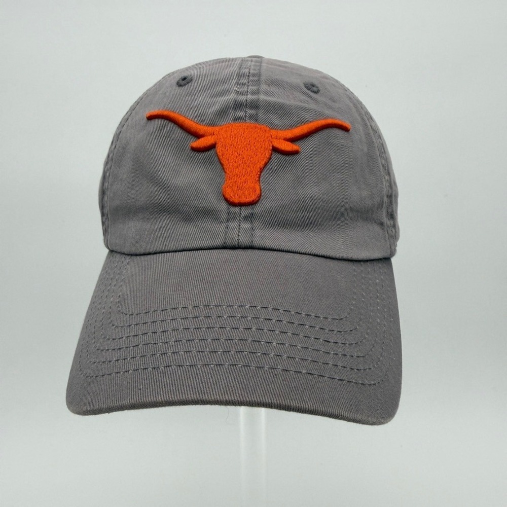 Texas Longhorns Gray Adjustable Dad Hat OSFA Orange Embroidered Logo Cotton Cap
